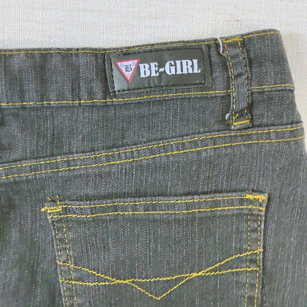 Be-Girl Basic Denim Maxi Skirt Womens M 7/8 Dark Wash Embroidered Heart Floral - Picture 7 of 13